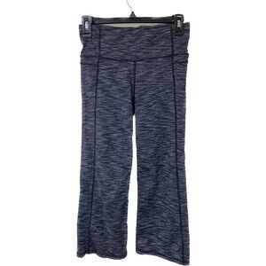 Athleta Women's Power Up Slit Back Black Stripe Yoga Capri Leggings Small